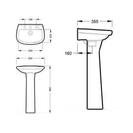 Lavatorio Roca 495 italiana3 agujeros blanco