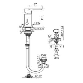Grifería de bidet coty monocomando 0189/D9-CR