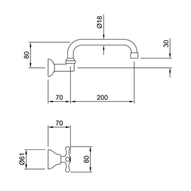 Griferia de cocina pared Peirano Laza bco/cr 949