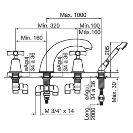 Grifería de hidromasaje FV chess con duchador 0213/84-CR