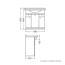 Vanitory Ferrum Limoges conjunto 85cm bco YML83 B