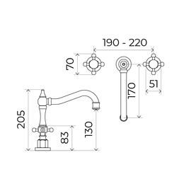 Griferia de Lavatorio Häaz Vintage Cromo Estalgrif 350/010-00