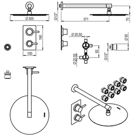 Griferia de ducha Hidromet One 2V c/escocesa 3013NEGR