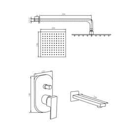 Griferia de bañera c/transf Estalgrif Skinny gun metal 6001-BA