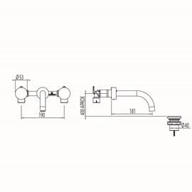 Griferia lavatorio pared Hidromet Texture cromo 9890CRCR