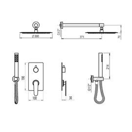 Griferia de ducha 2V c/duchador monocomando Hidromet Space cromo 9612CRCR