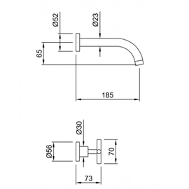 Griferia de lavatorio de pared Peirano Black Velvet ng mate 62-190