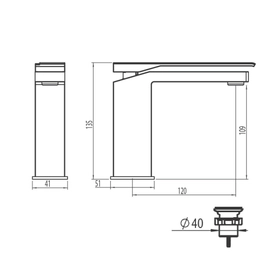 Griferia lavatorio monocomando bajo black Hidromet Intrepid 9701NEGR