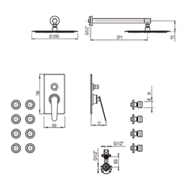 Griferia ducha 2V c/escocesa monocomando Hidromet Space Black 9613NEG