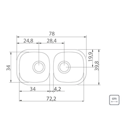 Bacha de cocina Tramontina 72x34x14cm Isisi 2C 34BL pulido 94061400