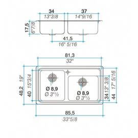 Bacha de cocina doble Johnson Q085AD