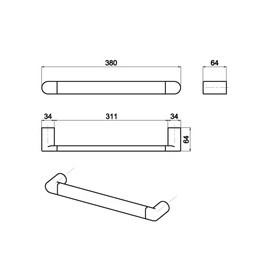 Accesorio de baño Agarradera recta Andez 270mm cr 331.24