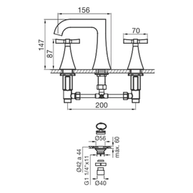 Grifería de lavatorio FV urbano a sopapa 0207/H3-CR
