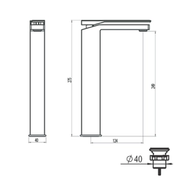 Griferia lavatorio alto Hidromet Intrepid cromo 9715CRCR