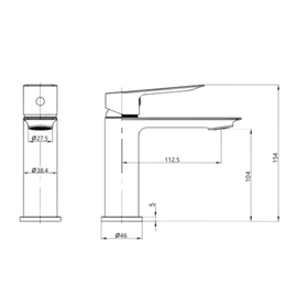Griferia de cocina monocomando bajo Estalgrif Skinny gun metal 6001-LB