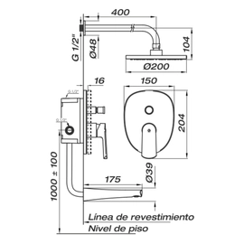 Grifería de ducha FV aromo monocomando con transferencia 0106/D8-CR