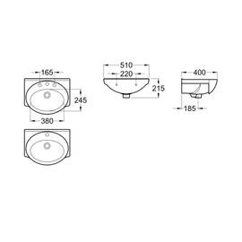 Lavatorio de porcelana mural, 3 Agu Roca