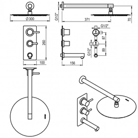 Griferia de ducha Monoc c/transf Hidromet One 3003 negro