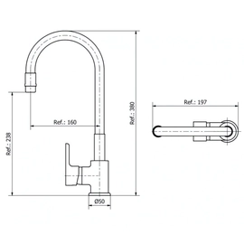 Grifería de cocina Piazza emblem canilla flexible 10017NE
