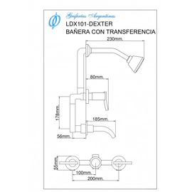 Griferia de ducha Aquor Dexter c/transf cr LDX101