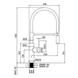 Grifería de cocina Peirano hoop monocomando black 20-202N