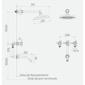 Grifeira De Ducha Con Transferencia Antique Cruz XXL Cromo Andez 0604.40