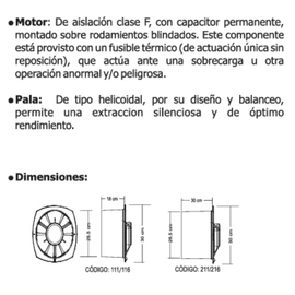 Extractor para cocina diam.25 paredl ECOCLIMA 116