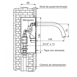 Griferia de lavatorio FV Tronic 375.02 de pared Acero sat