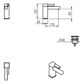 Griferia de lavatorio Monocomando Hidromet One Block skin 3501sk