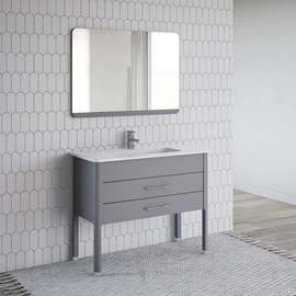 Vanitory Campi curve 100 gris con mesada loza 1 agujero