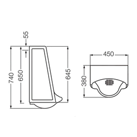 Mingitorio corto Ferrum blanco SVA-MG-003-BL