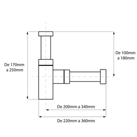 Sifón Minimalista Ideal negro mate extensible 1618