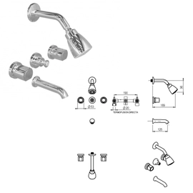Combo grifería de baño Hidromet semplice Lav+Ducha+Bidet 700308CR