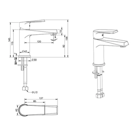 Griferia De Lavatorio Monocomando Bajo Zafiro Blanco Vasser