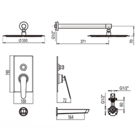 Griferia ducha c/trasf monocomando Hidromet Space Black 9603NEG