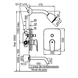 Grifería de ducha FV jana monocomando con transferencia 0106/M1-CR