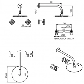 Griferia de ducha Hidromet Sun cruz s/transf black 4504