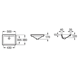 Lavatorio Roca 50x38x17cm bajo mesada diverta