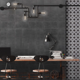 Pocelanato Piu 15x15 calcareo Rubik negro CERRUBNEGR150150