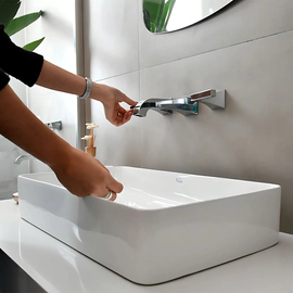 Bacha de lavatorio Ferrum country blanca LK390-B // CTY-BH-162-BL