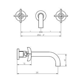 Griferia de lavatorio pared Robinet Belfast negro mate