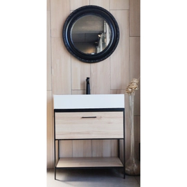 Mueble Cree calpe c/mesada pq solid matte 70x46x80cm blanco 1 agujero