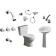 Juego Baño Ferrum Andina inodoro+Griferias+Accesorios