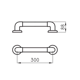 Barral recto Ferrum 30cm traful blanco ESP-BR-012-BL
