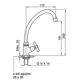 Grifería de cocina FV malena pico alto 0425/16-CR