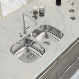 Bacha de cocina Tramontina 72x34x14cm Isisi 2C 34BL pulido 94061400