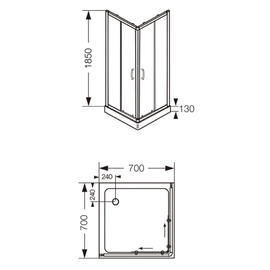 Box de ducha Ferrum 70X70 khios vitrofer KHI-BX-014-CR