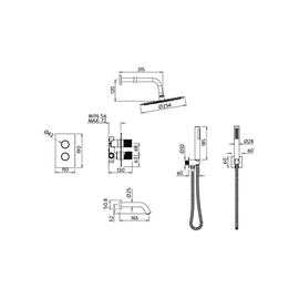 Griferia Peirano ducha monoc c/transf y duchador fabric cromo 80-200C