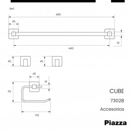 Set De Accesorios Baño Kit 4 Piezas Piazza Cube