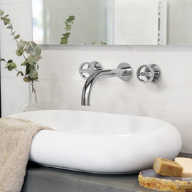 Griferia lavatorio Ring Hidromet pared cromo 11590CRCR